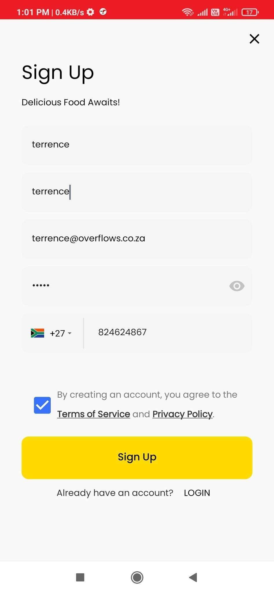 Mr T Food Delivery app