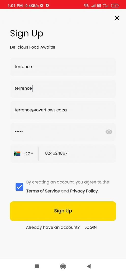 Mr T Food Delivery app